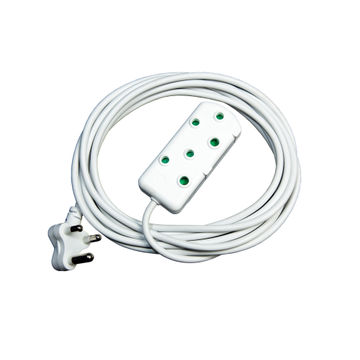 Extension Cord 16A 1.5mm White Side by Side 5M