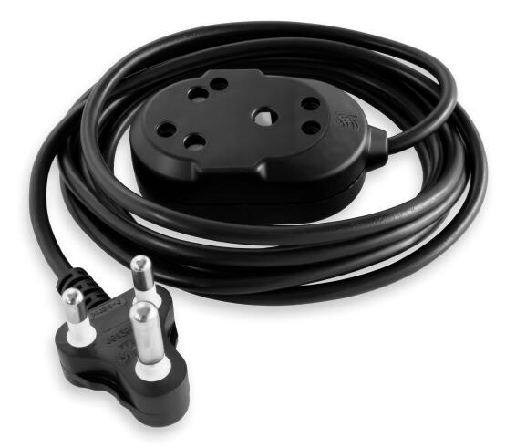 Extension Cord 16A 1.5mm Black Double Janus 5M