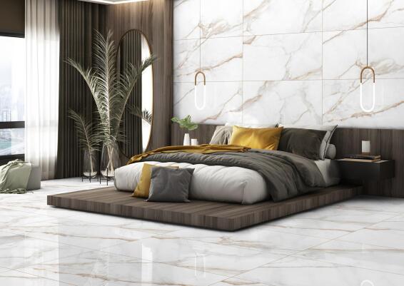 Floor Tile Porcelain Calacatta Gold Polished L120cm x W60cm (1.44m2/box)