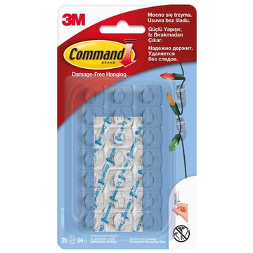 3M Commond Clear decorating clips damage-free hanging 20 clips, 24 strips 