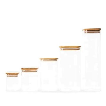 Fine Living Food Storage Pristine Bamboo Lid Glass Jar Xl W10Xh15Cm