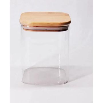 Fine Living Food Storage Pristine Bamboo Lid Glass Jar M W10Xh10Cm