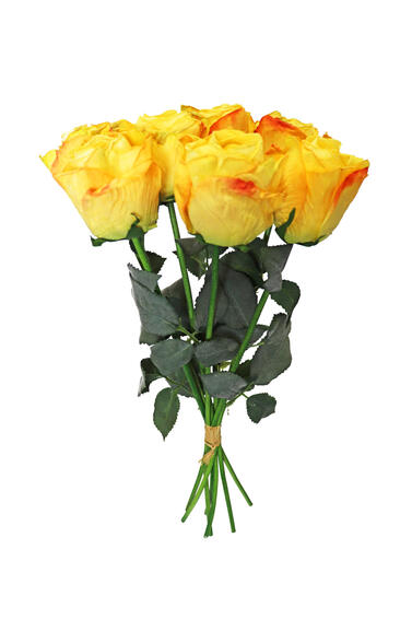 ROSE STEM X 7 BUNDLE 41CM YELLOW ORANGE