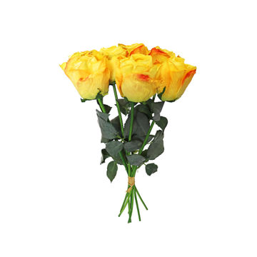 ROSE STEM X 7 BUNDLE 41CM YELLOW ORANGE