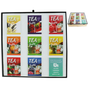 Kitchen Tea Box Wood 9 Comp 24.5X24X6.5Cm