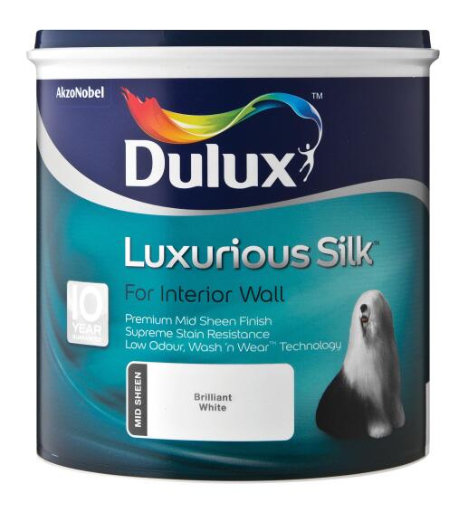 Dulux Paint Interior Premium Mid-Sheen Luxurious Silk Brilliant White 1L