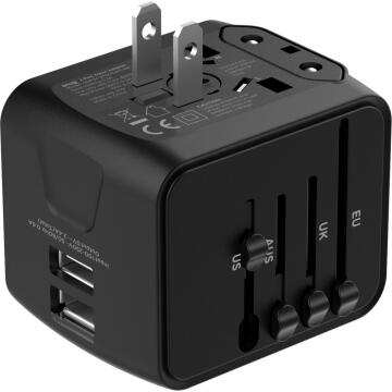 Snug Universal Travel Adapter 2 Port Black | LEROY MERLIN South Africa