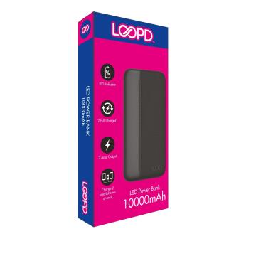 Loopd Powerbank 4 LED Black 10000MAH