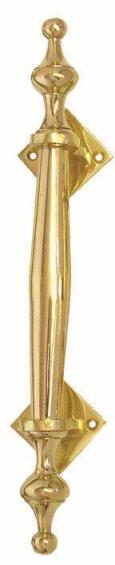 Door pull handle on rose brass 300mm euro brass