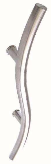 Door pull handle s/steel s shape 600x32mm euro brass