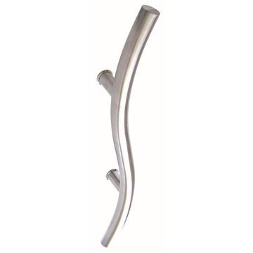 Door pull handle s/steel s shape 600x32mm euro brass