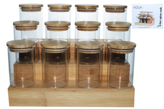 Kitchen Spice Jar Bamboo Lid 200Ml 12Pc