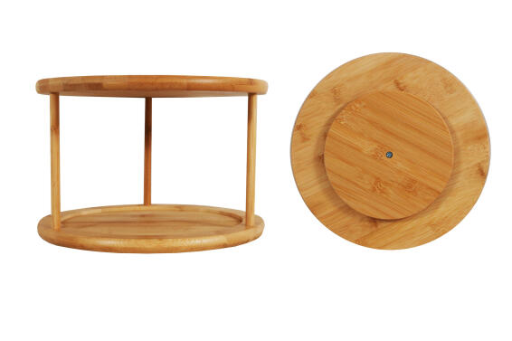 Kitchen Multifunctional Lazy Susan Bamboo 2 Tier Tray 26X18Cm