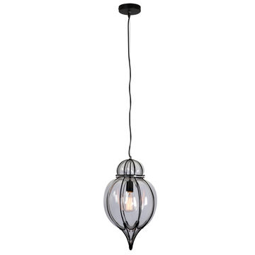 pendant light metal and glass black
