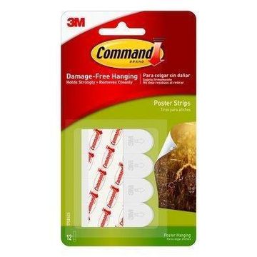 Poster strips sml damage-free hanging 12 strips command 3M