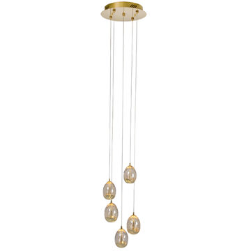 pendant light led dew drop  5lt gold and champagne