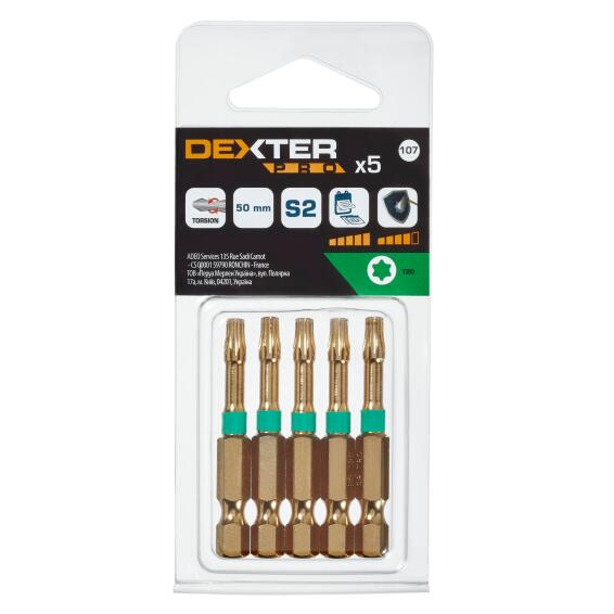 Set Of 5 Bits T20 50Mm Dexter Pro