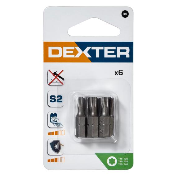 Set Of 6 Bits 25Mm T15/20/25/30/35/40 Dexter