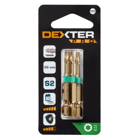 Set Of 3 Torx Bits Dexter Pro T10/15/20 50Mm
