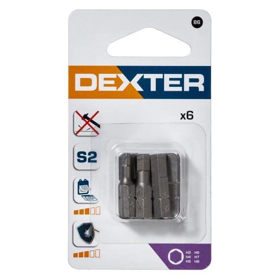 Set 6 Bits Dexter 25Mm H3 H4 H5 H6 H7 H8