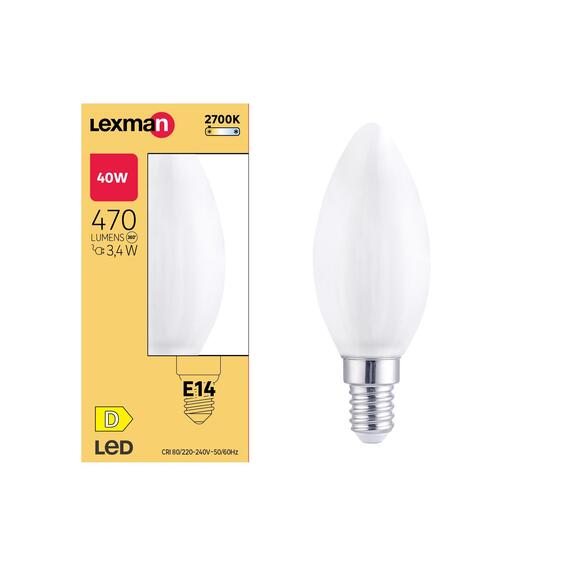 Lexman led filament bulb c35 e14 3.4w 470lm warm white | Leroy Merlin ...