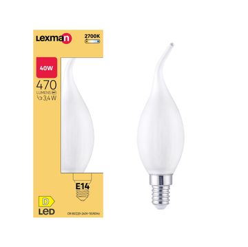 Lexman led filament light bulb cf35 e14 3.4w 470lm warm white milky