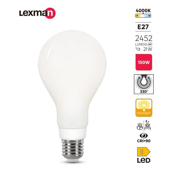 Lexman new23-filament light bulb blue a80 milky e27 21w cool white