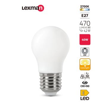 Lexman new22-filament light bulb blue g45 milky e27 4.2w