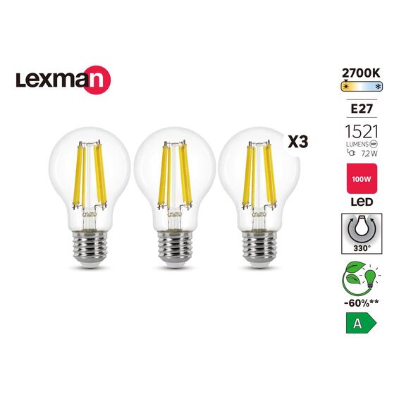 New23-setof3 fil clear a60 e27 1521lm 2700k class a 50000h cb lx
