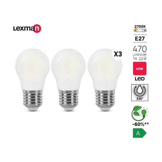 New23-setof3 led fil milkyp45 e27 470lm 2700k classa 50000h cb lx