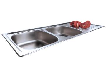 Kitchen sink 2 bowls 1 drainer stainless steel drop in FRANKE PLN621 1160 x 460 x 140mm