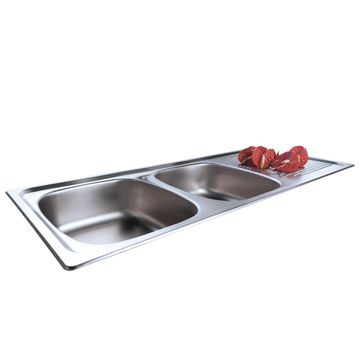 Franke kitchen sink projectline pln 621 double bowl single drainer stainless steel l116cm x w46cm
