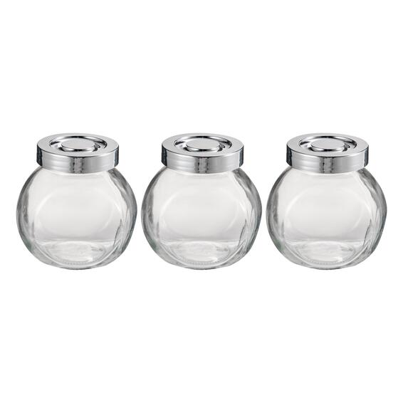 Delinia Glass Spice Jars Set Of 3 With Stainless Steel Lid W8 X D8 X H6Cm