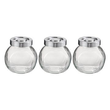 Delinia Glass Spice Jars Set Of 3 With Stainless Steel Lid W8 X D8 X H6Cm