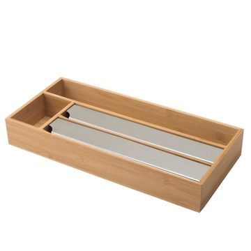 Delinia Foil and  Cling Wrap Drawer Holder with Cutter Bamboo W20 X L44 X H6.5Cm