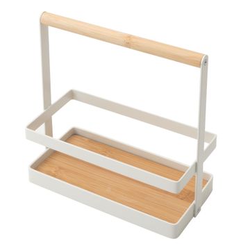 Delinia Cutlery And Condiment Caddy Bamboo And White Metal W20 X D10 X H19.8Cm