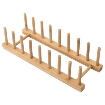 Delinia Plate Organiser For Cupboard Or Drawer Bamboo W34 X D12.5 X H9.2Cm