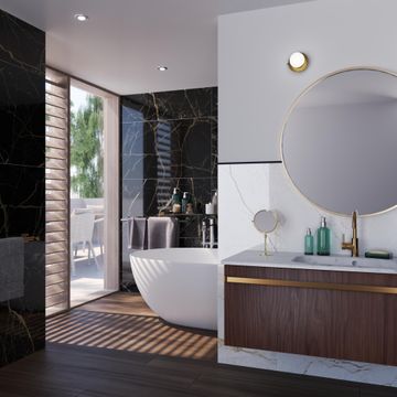 Floor tile intenso blush black polished rectified 60x120