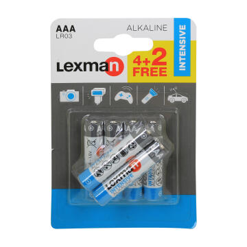 Battery AAA LR03 LEXMAN alkaline 6 pack