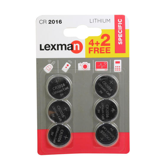 Battery CR2016 LEXMAN lithium 6 pack
