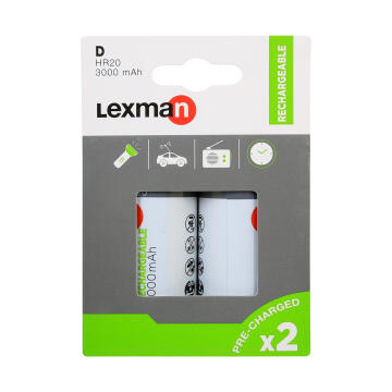 Rechargeable Battery LR20 LEXMAN 2 pack