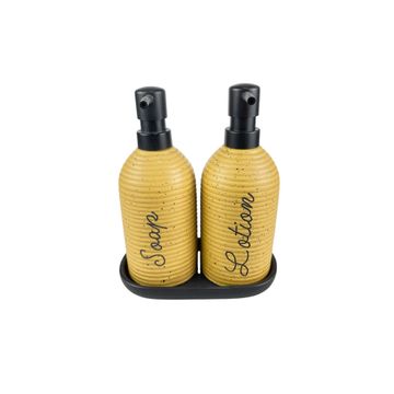 Soap Dispenser 2pc and Tray Ochre 