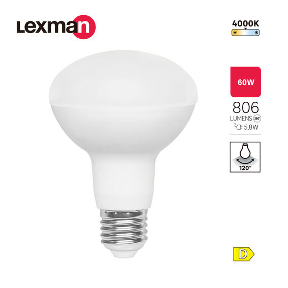 Lexman led light bulb r80 e27 5.8w cool white