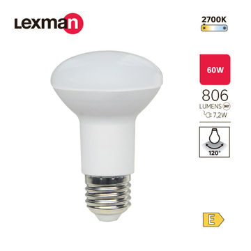 Lexman led light bulb r63 e27 7.2w warm white