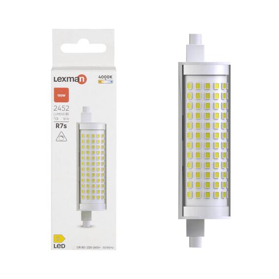 Lexman new23-led r7s j118 light bulb 18w cool white clear dimmable