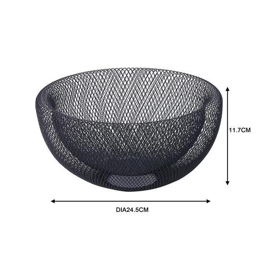 Delinia Fruit And Vegetable Basket Black Wire Medium W24.5 X D24.5 X H11.7Cm