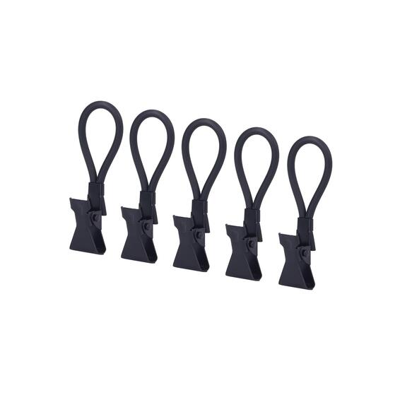 Delinia Tea Towel Hook Clamps Set Of 5 Black L5 X W1.5 X D1.5Cm