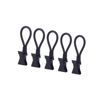 Delinia Tea Towel Hook Clamps Set Of 5 Black L5 X W1.5 X D1.5Cm