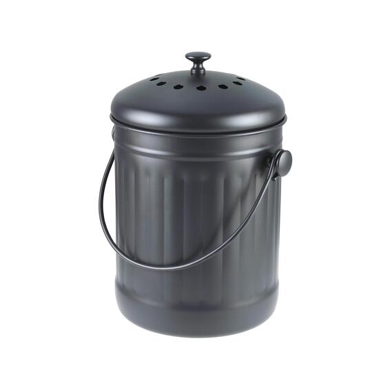 Delinia Compost Bin Black Metal With Charcoal Filter W18.5 X D18.5 X H28.5Cm