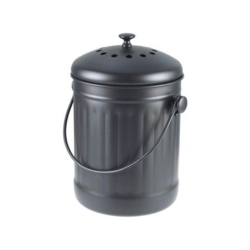 Delinia Compost Bin Black Metal With Charcoal Filter W18.5 X D18.5 X H28.5Cm